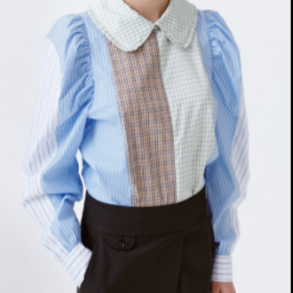 Munthe Robert Shirt Multicolor Patchwork Long Sle… - image 8